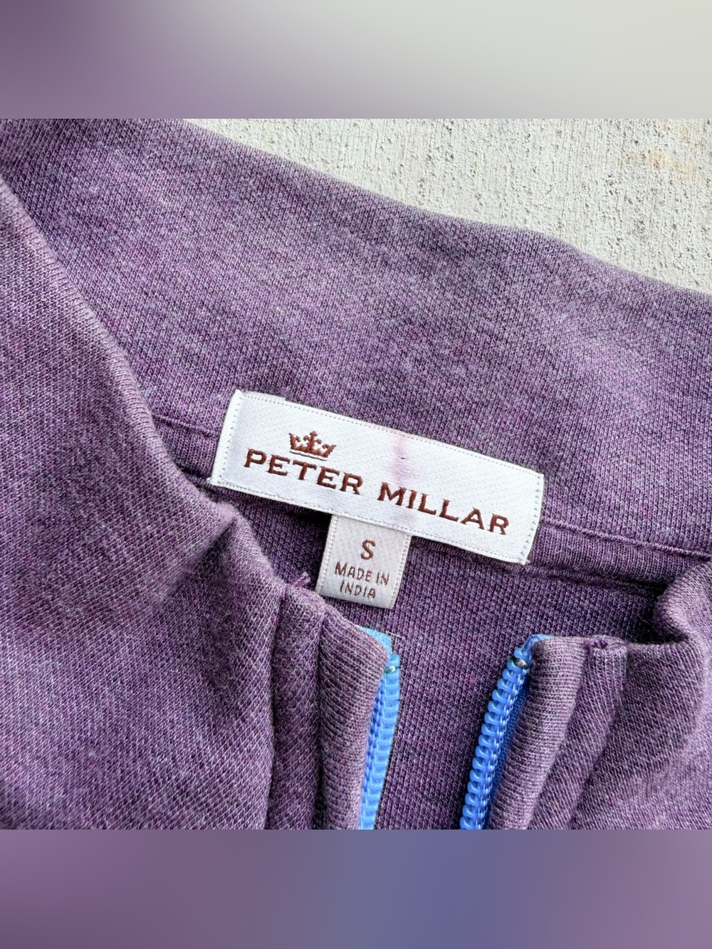 Peter Millar 1/4 Zip Performance Sweatshirt Small Heather Purple Stretch Golf - Picture 3 of 7
